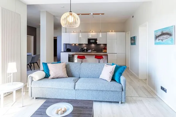 Ferienwohnung Welleneck Ostseebad Wustrow ZweiWasser Alte Seefahrtschule Wohnzimmer  Welleneck