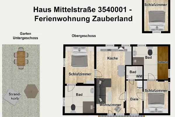 Grundriss Haus Mittelstraße Ferienwohnung Zauberland