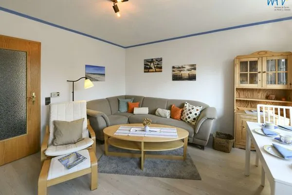 Wohnzimmer Familienhaus im Dorfgroden 27 Ferienwohnung kleiner Kompass