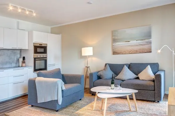 Wohnzimmer  Bernsteinquartier, Whg. 05.50 "Dünensonne"