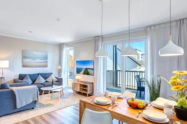 Wohnzimmer  Bernsteinquartier, Whg. 05.50 "Dünensonne"