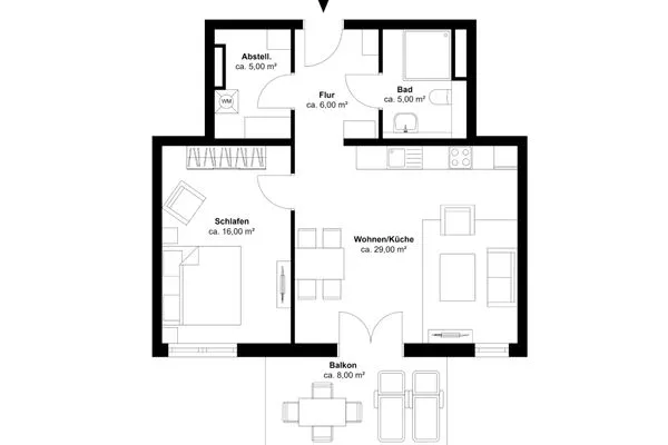 Grundriss  Bernsteinquartier, Whg. 05.50 "Dünensonne"
