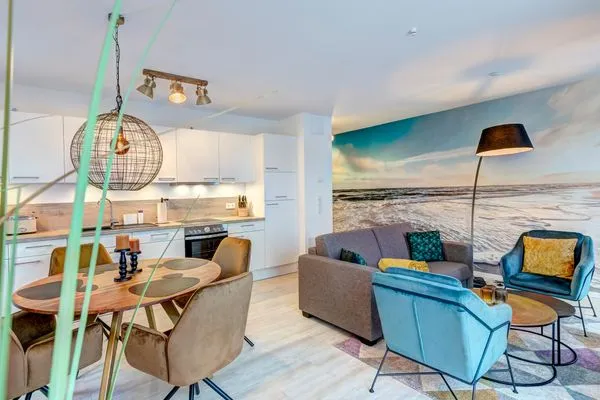 Wohnzimmer  Bernsteinquartier, Whg. 05.56 "Meeresgold"