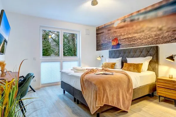 Schlafzimmer  Bernsteinquartier, Whg. 05.56 "Meeresgold"