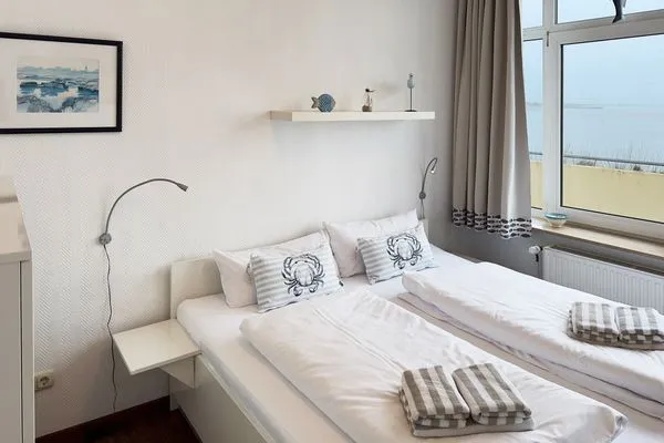 Schlafzimmer der Ferienwohnung Wattkieker in Wittdün auf Amrum Haus Nordenlicht Ferienwohnung Wattkieker