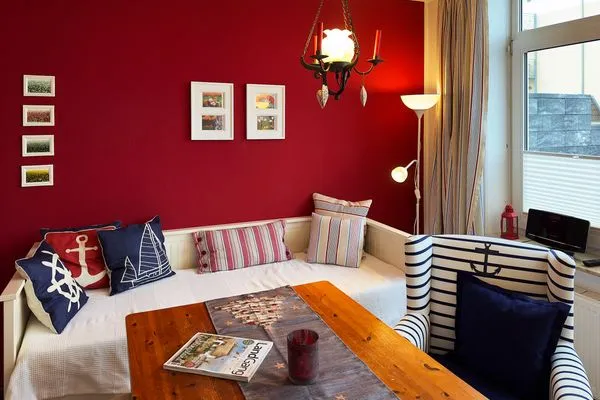 Wohnzimmer der Ferienwohnung Wattkieker in Wittdün auf Amrum Haus Nordenlicht Ferienwohnung Wattkieker