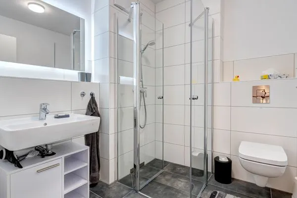 Badezimmer  Bernsteinquartier, Ferienhaus 06b "Lachmöwe"