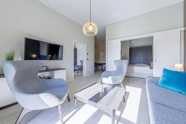 Ferienwohnung Vasco da Gama Suite Ostseebad Wustrow ZweiWasser Alte Seefahrtschule Wohnzimmer  Vasco da Gama Suite