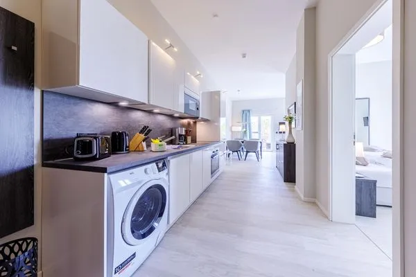 Ferienwohnung Vitus Bering Suite Ostseebad Wustrow ZweiWasser Alte Seefahrtschule Küche  Vitus Bering Suite
