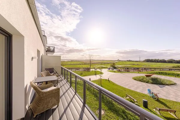 Ferienwohnung Ostseeblick Ostseebad Wustrow ZweiWasser Alte Seefahrtschule Balkon mit Ausblick  Ostseeblick