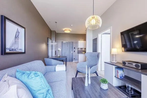 Ferienwohnung Ostseestern Ostseebad Wustrow ZweiWasser Alte Seefahrtschule Wohnzimmer  Ostseestern