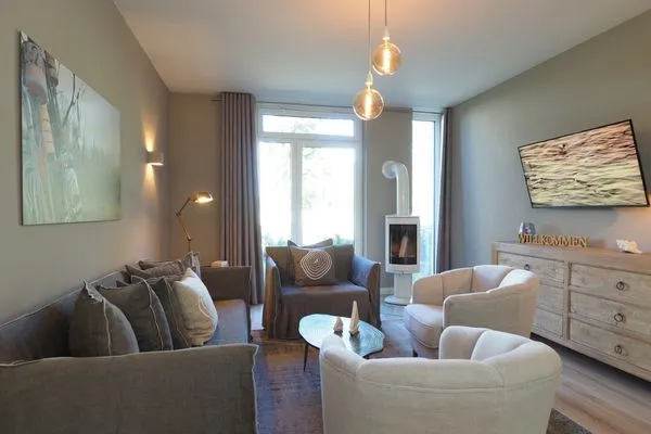 Wohnzimmer  Reethus 54° Loddin mit Sauna und Kamin