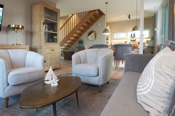 Wohnzimmer  Reethus 54° Loddin mit Sauna und Kamin