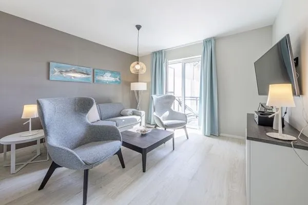 Ferienwohnung Boddenflair Ostseebad Wustrow ZweiWasser Alte Seefahrtschule Gemütliches Wohnzimmer  Boddenflair