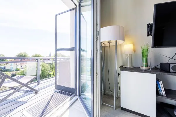 Ferienwohnung Boddenperle Ostseebad Wustrow ZweiWasser Alte Seefahrtschule Balkonzugang  Boddenperle