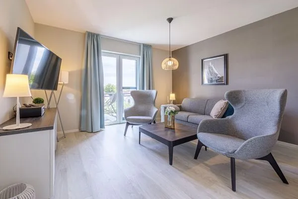 Ferienwohnung Boddensonne Ostseebad Wustrow ZweiWasser Alte Seefahrtschule Gemütlicher Wohnbereich  Boddensonne