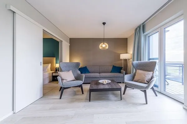 Ferienwohnung Boddenzauber Ostseebad Wustrow ZweiWasser Alte Seefahrtschule Gemütliches Wohnzimmer  Boddenzauber