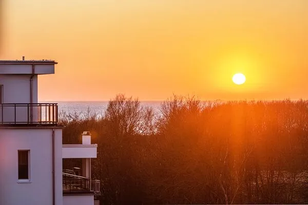 Ferienwohnung Kaptain´s Huus Ostseebad Wustrow ZweiWasser Alte Seefahrtschule Sonnenuntergang  Kaptain's Huus