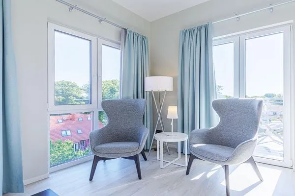 Ferienwohnung Rundblick Ostseebad Wustrow ZweiWasser Alte Seefahrtschule Gemütliche Sitzecke  Rundblick