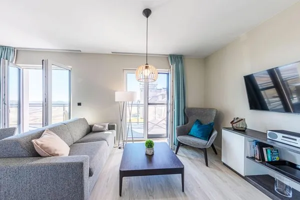 Ferienwohnung Sommerglück Ostseebad Wustrow ZweiWasser Alte Seefahrtschule Gemütlicher Wohnbereich  Sommerglück