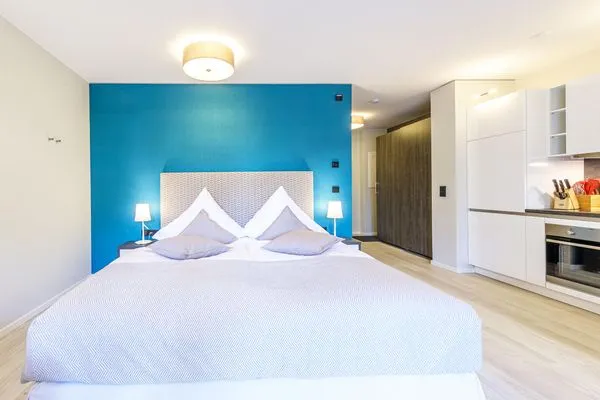 Ferienwohnung Kleine Strandburg Ostseebad Wustrow ZweiWasser Alte Seefahrtschule Doppelbett  Kleine Strandburg