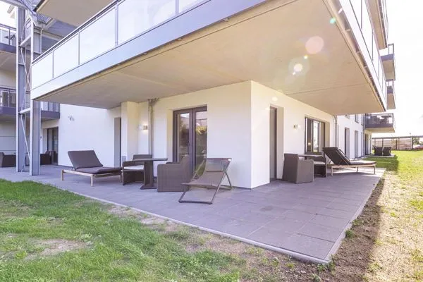 Ferienwohnung Strandflair Ostseebad Wustrow ZweiWasser Alte Seefahrtschule Terrasse  Strandflair