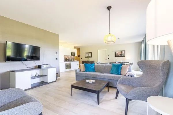 Ferienwohnung Strandflair Ostseebad Wustrow ZweiWasser Alte Seefahrtschule Gemütlicher Wohnbereich  Strandflair