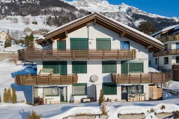 View of the house in winter  Apartment Grossgaden