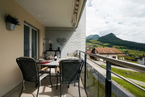 Balcony with view on the mountains  Apartment Panoramablick