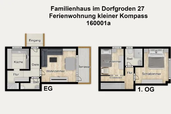 Grundriss Familienhaus im Dorfgroden 27 Ferienwohnung kleiner Kompass