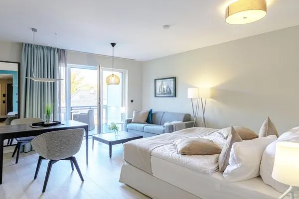 Ferienwohnung Kleine Strandperle Ostseebad Wustrow ZweiWasser Alte Seefahrtschule Schlafbereich  Kleine Strandperle