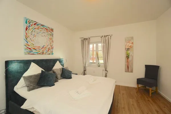 Schlafzimmer  Ferienwohnung 'Am Hafen' für 2 Personen mitten in der historischen Altstadt von Schleswig