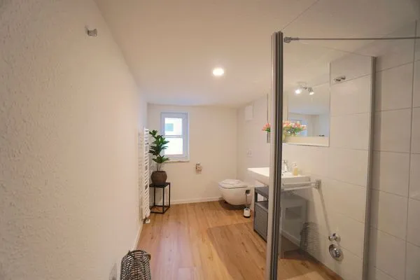 Badezimmer  Ferienwohnung 'Am Hafen' für 2 Personen mitten in der historischen Altstadt von Schleswig