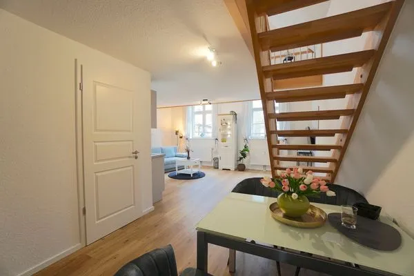 Wohnzimmer  Ferienwohnung 'An der Schlei' für bis zu drei Personen mit Blick auf den Schleswiger Dom
