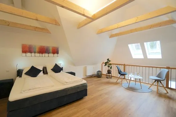 Schlafzimmer  Ferienwohnung 'An der Schlei' für bis zu drei Personen mit Blick auf den Schleswiger Dom