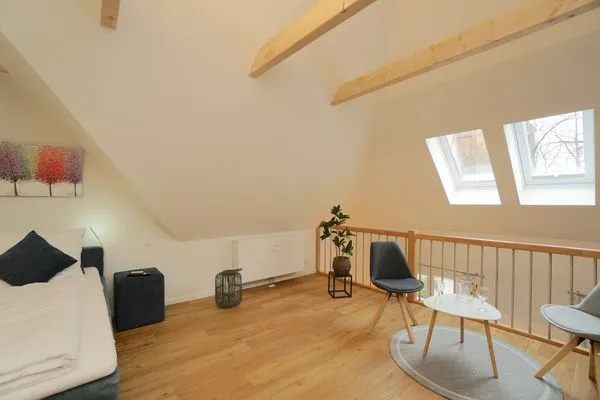 Schlafzimmer  Ferienwohnung 'An der Schlei' für bis zu drei Personen mit Blick auf den Schleswiger Dom