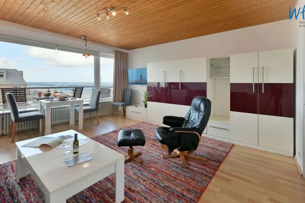 Wohnzimmer Haus Poseidon Ferienwohnung Nordseeblick