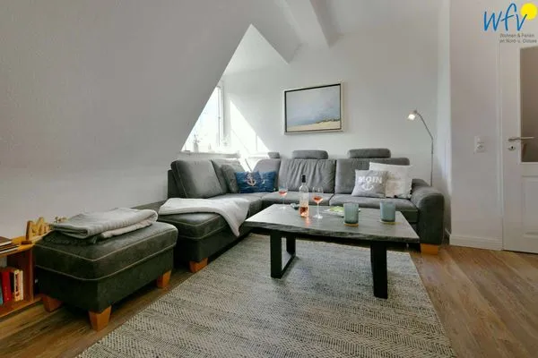 Wohnzimmer Haus Dünenrose Ferienwohnung Strandläufer