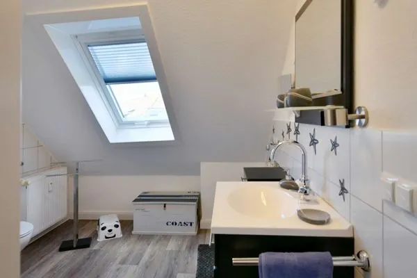 Badezimmer Haus Dünenrose Ferienwohnung Strandläufer