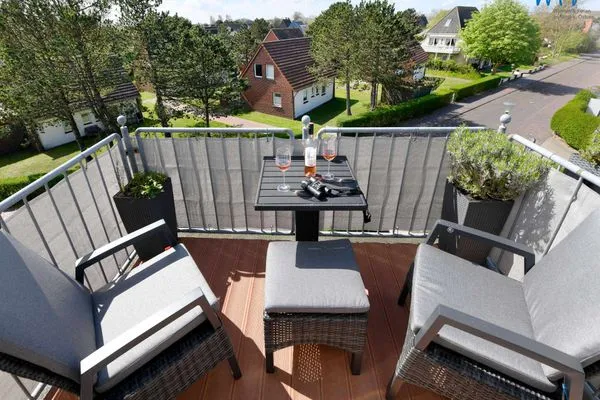 Balkon Haus Dünenrose Ferienwohnung Strandläufer