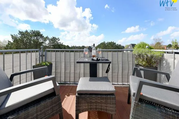 Balkon Haus Dünenrose Ferienwohnung Strandläufer