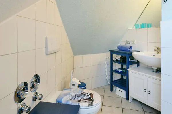 Badezimmer Haus Dünenrose Ferienwohnung Inselnest
