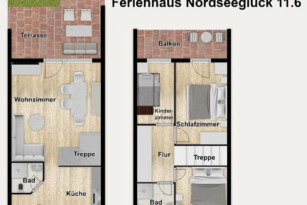 Grundriss Ferienhäuser Siedlerstraße 11 Ferienhaus Nordseeglück 11.6