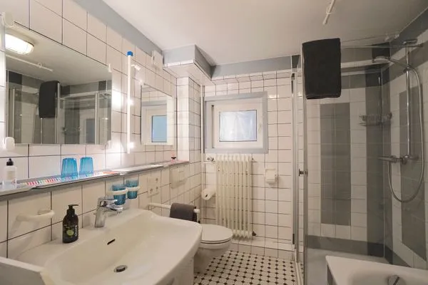 Badezimmer  Ferienwohnung Country Garden - Ein gemütliches Refugium für die Familie im Naturpark Schlei