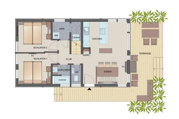 Grundriss  Typ A Ferienhaus - Honolulu