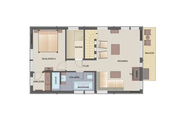 Grundriss  Typ A Ferienhaus - Honolulu