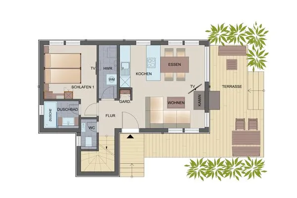 Grundriss  Typ B1 Ferienhaus - Molokai