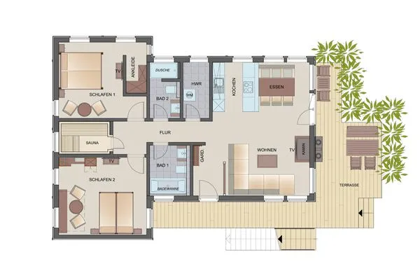 Grundriss  Typ D2 Ferienwohnung - Waikiki
