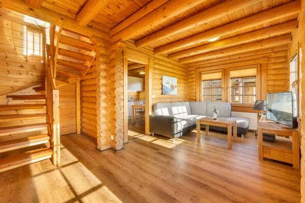 Wohnzimmer  Blockhaus Robinson Crusoe - 1. Reihe Meerblick