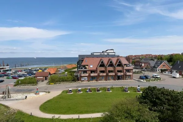 Meerblick vom Balkon der Ferienwohnung Anneliese in Wittdün auf Amrum Haus Nordenlicht Ferienwohnung "Kiek-an"